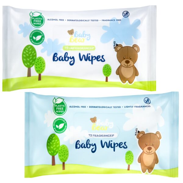 biodegradable baby wipes 72pcs fragranced